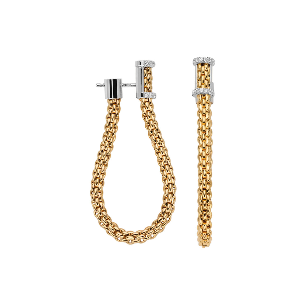 18Kt Yellow Gold Fope Essentials Small Loop Earrings With Diamonds