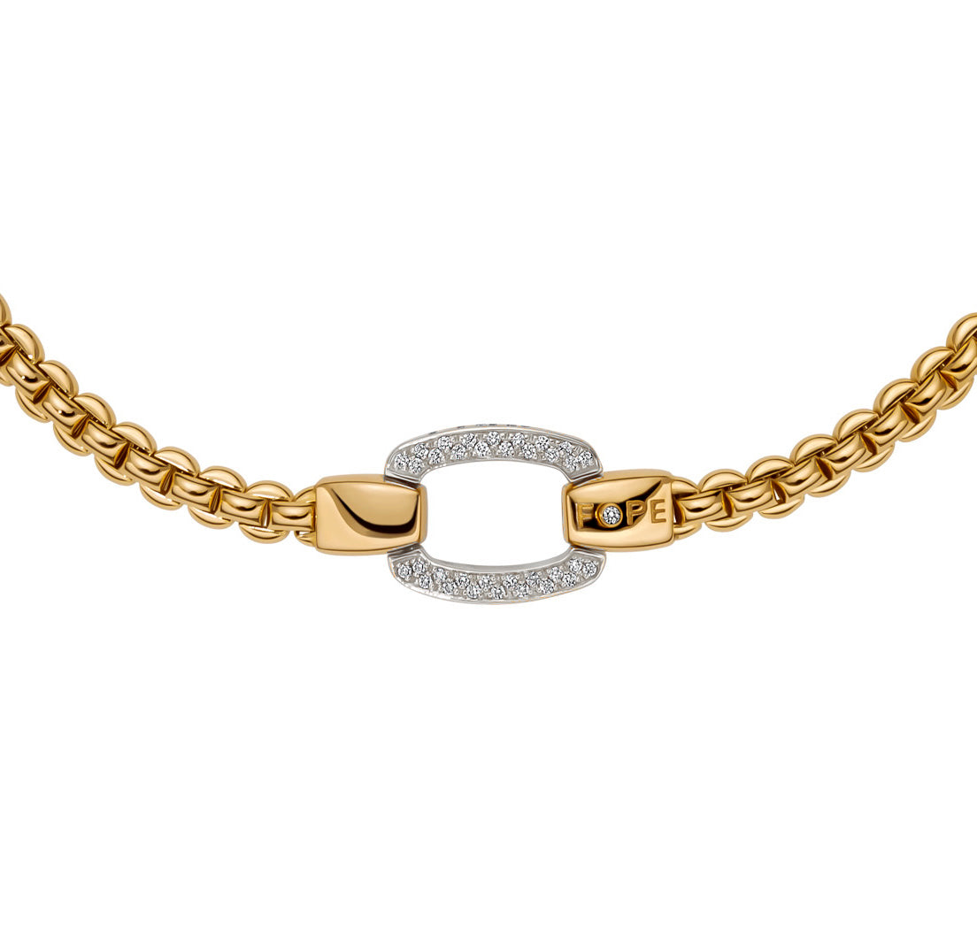 One Fope 18Kt Yellow Gold Eka Necklace Styled With 0.65Ct Of Pave Set Diamonds