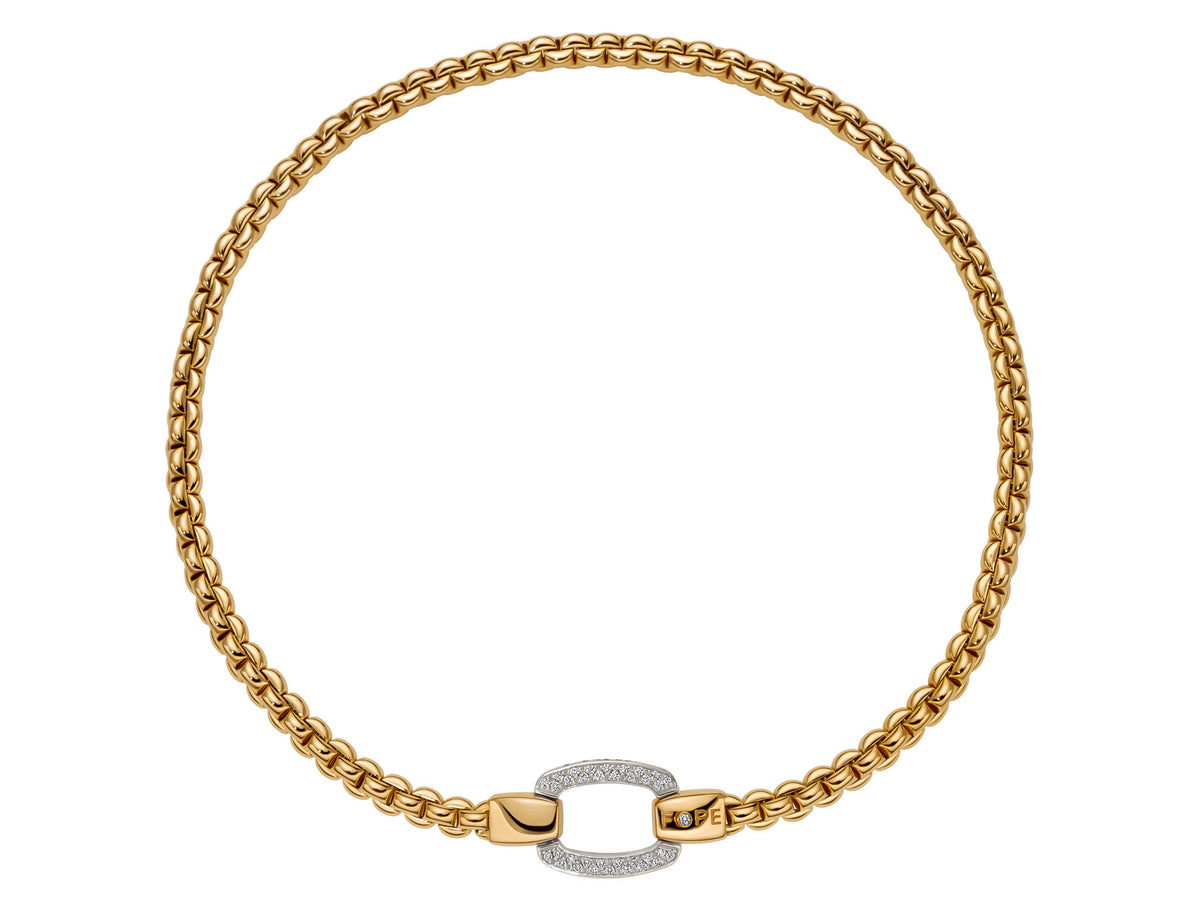One Fope 18Kt Yellow Gold Eka Necklace Styled With 0.65Ct Of Pave Set Diamonds