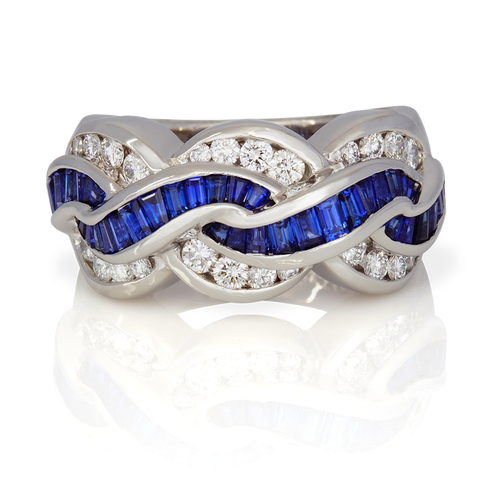 Platinum Sapphire And Diamond Ring