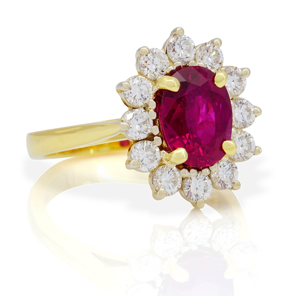 18K Yellow Gold Ruby and Diamond Ring