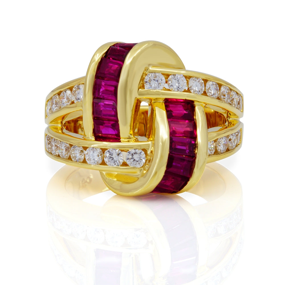 18Kt Yellow Gold Ruby And Diamond Ring