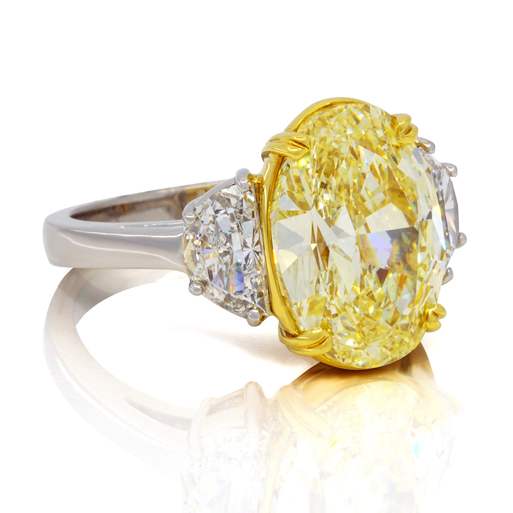 Platinum and 18KT Yellow Gold Fancy Yellow Diamond Ring