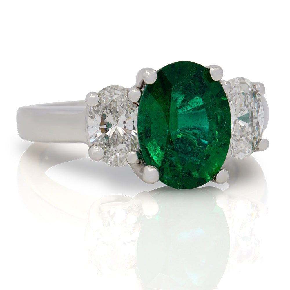Platinum Emerald Diamond Ring