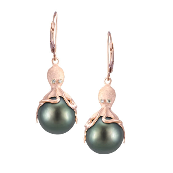 14Kr Octopus Tahitian Pearl Earring