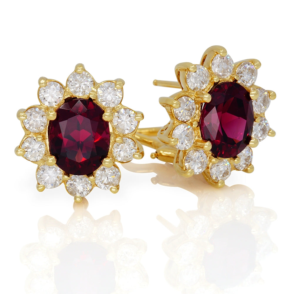 Pair Of14 Karat Yellow Gold Diamond Earrings