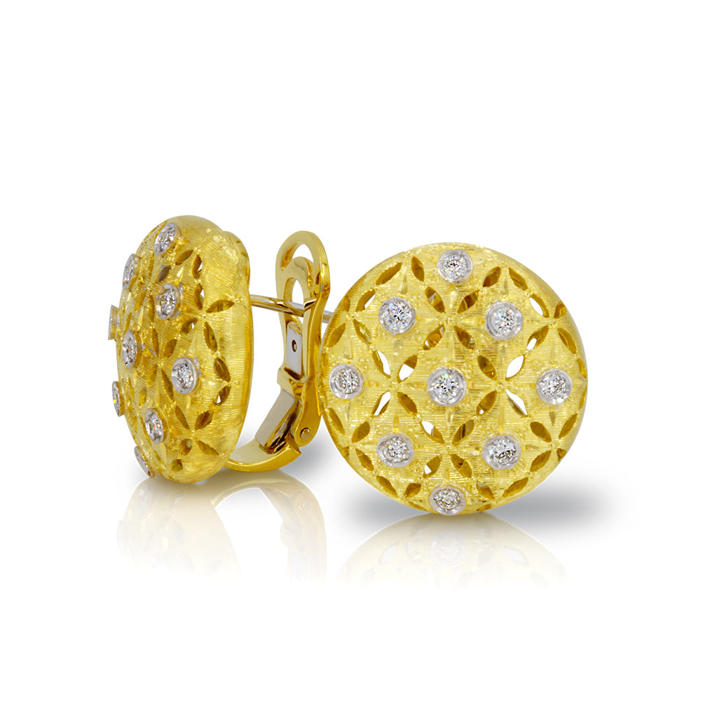 18K Yellow Gold Diamond Earrings