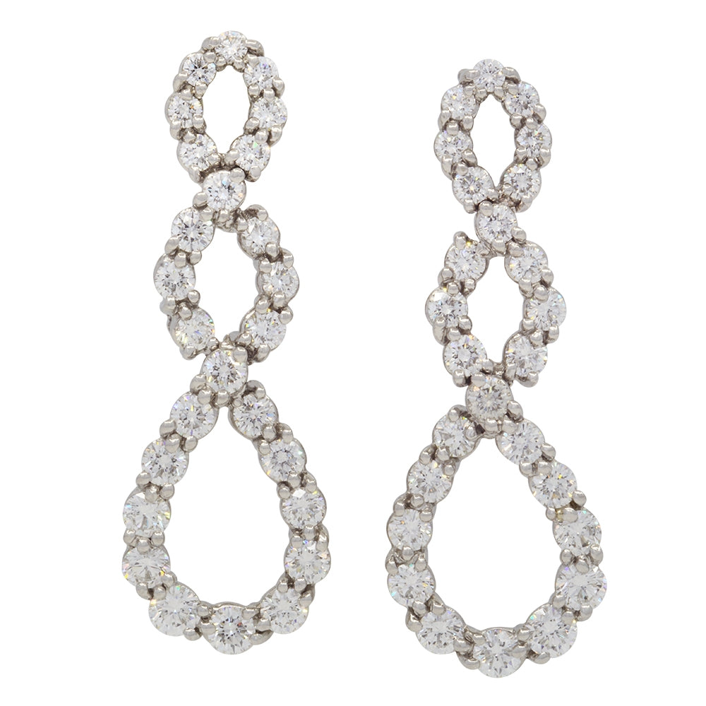 Platinum Triple Loop Dangle Diamond Earrings
