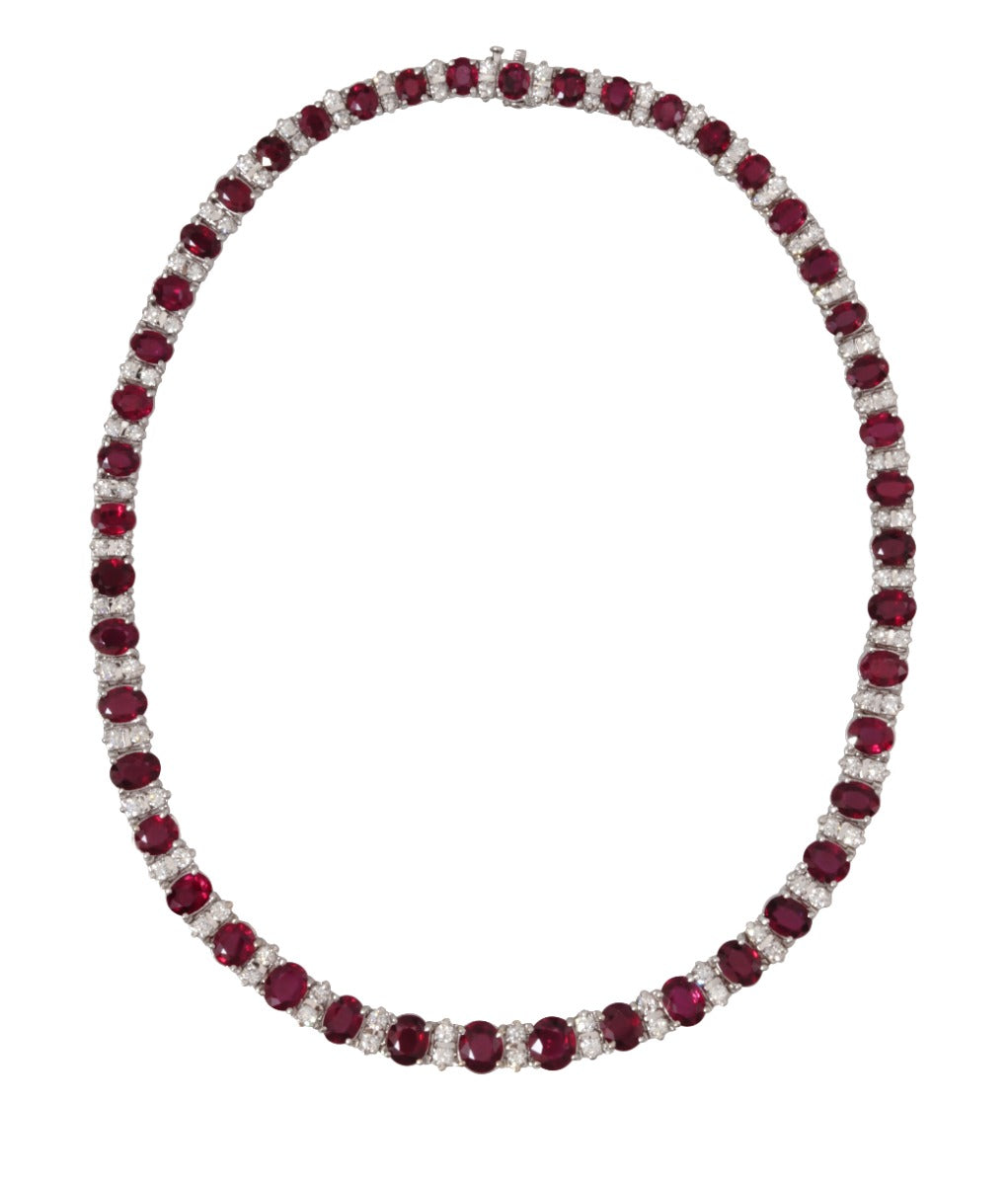 18Kt White Gold Ruby And Diamond Necklace