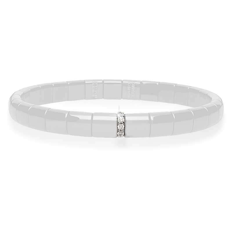 Pura White Ceramic And 18K White Gold And Diamond  Expandable Bracelet