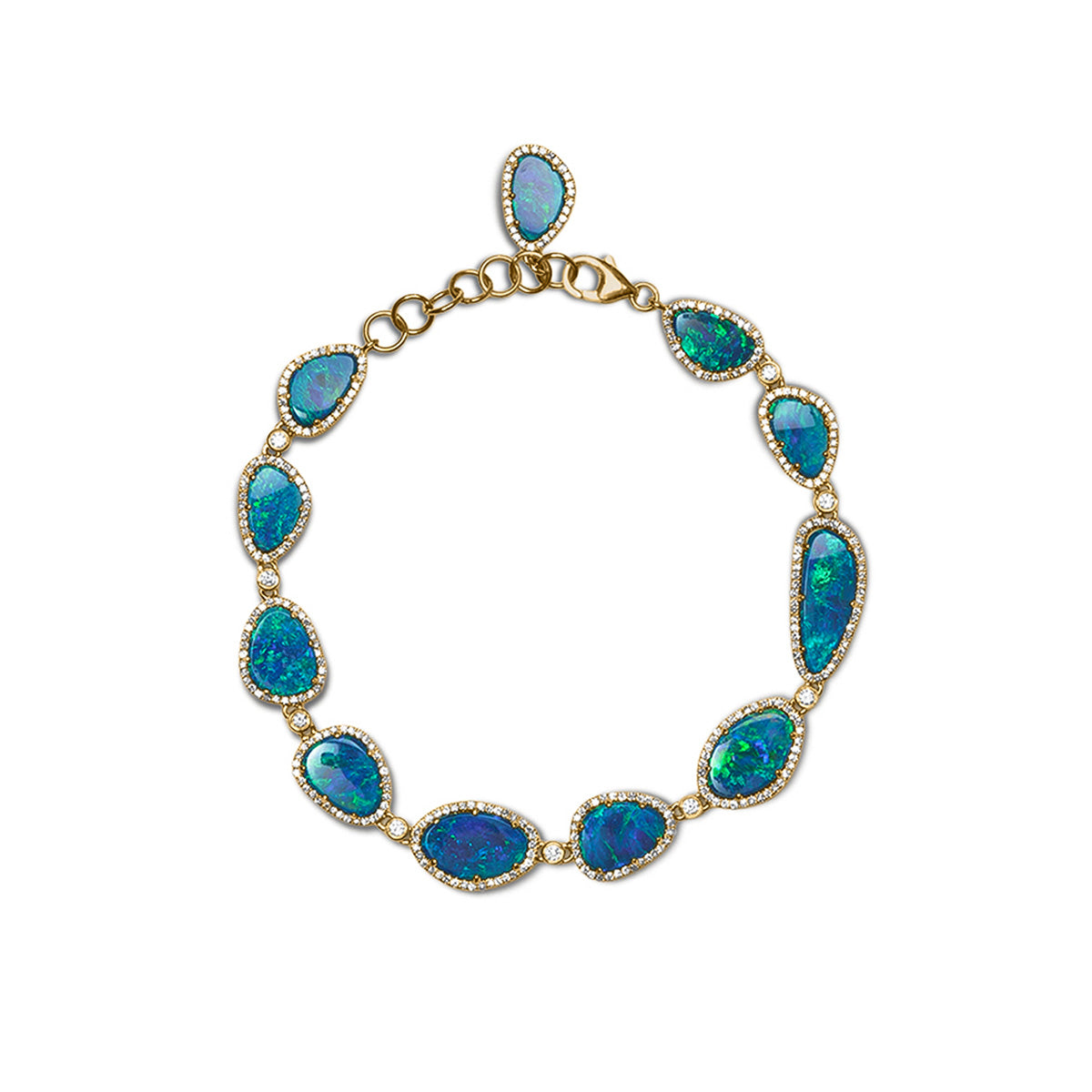 One 18Kt White Gold Opal Doublet Link Bracelet