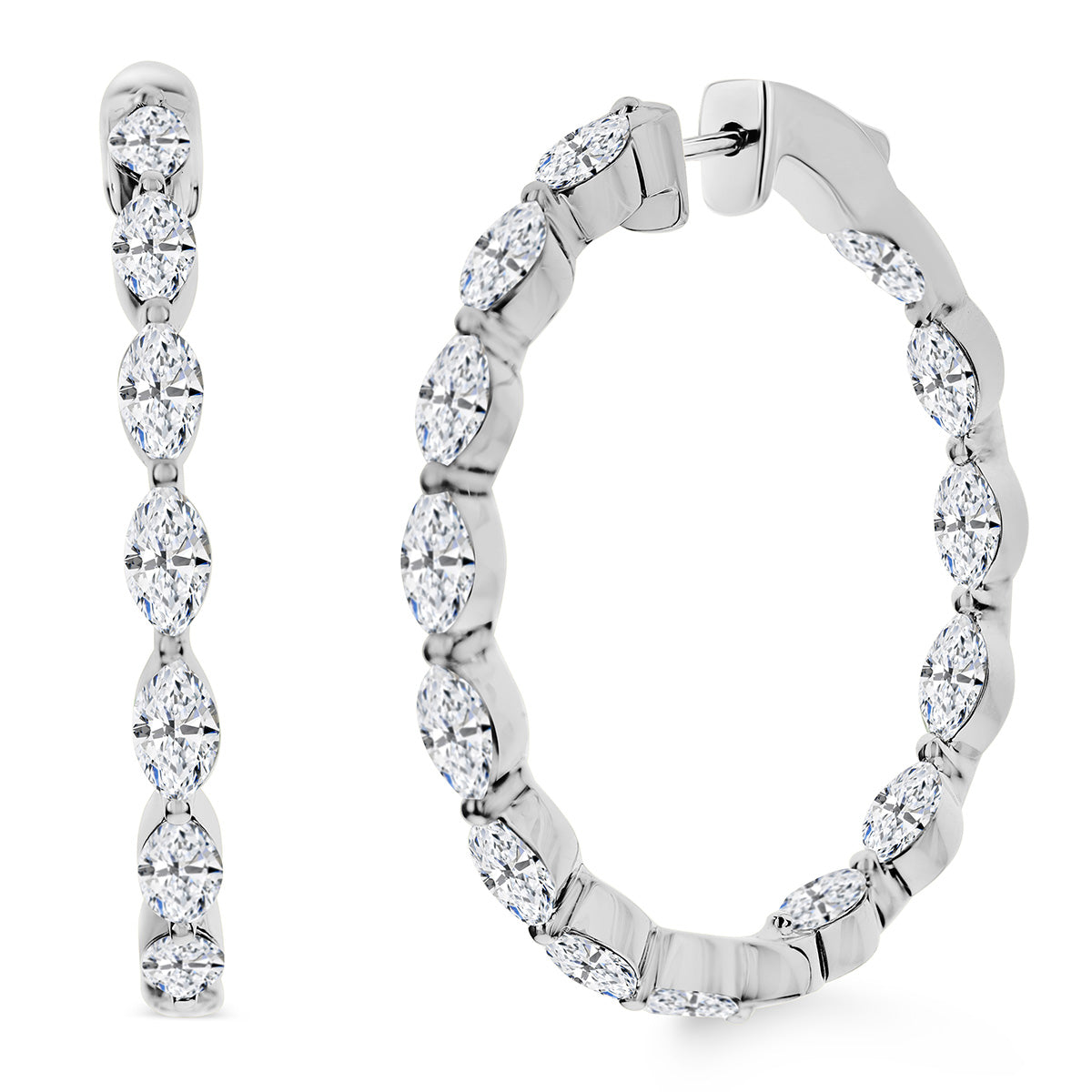 One Pair Of 18Kt White Gold Hoops