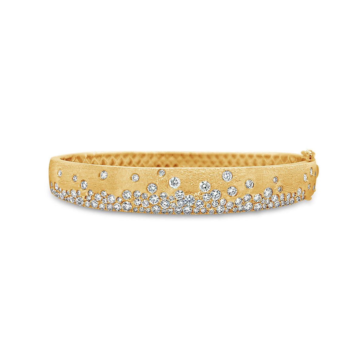 One 14Kt Yellow Gold Satin Finish Hinged Bangle Bracelet