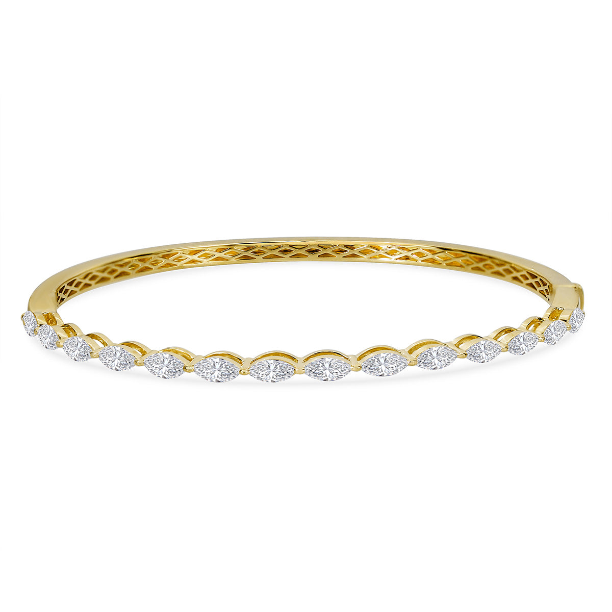 One 18Kt Yellow Gold Bangle Styled With 2.25Ct Of Marquise Diamonds, G/Vs