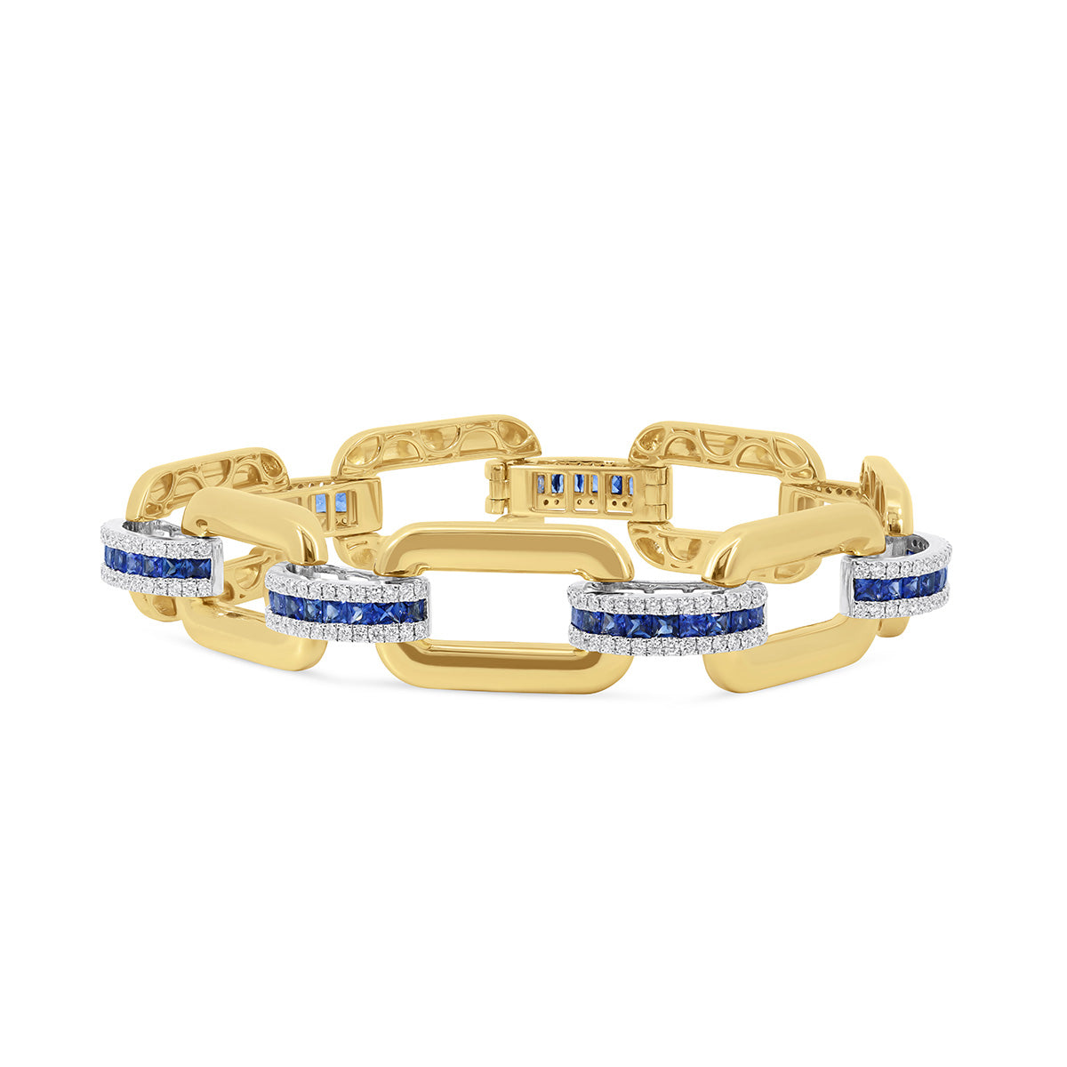 One 14Kt Two Tone Open Rectangular Link Bracelet