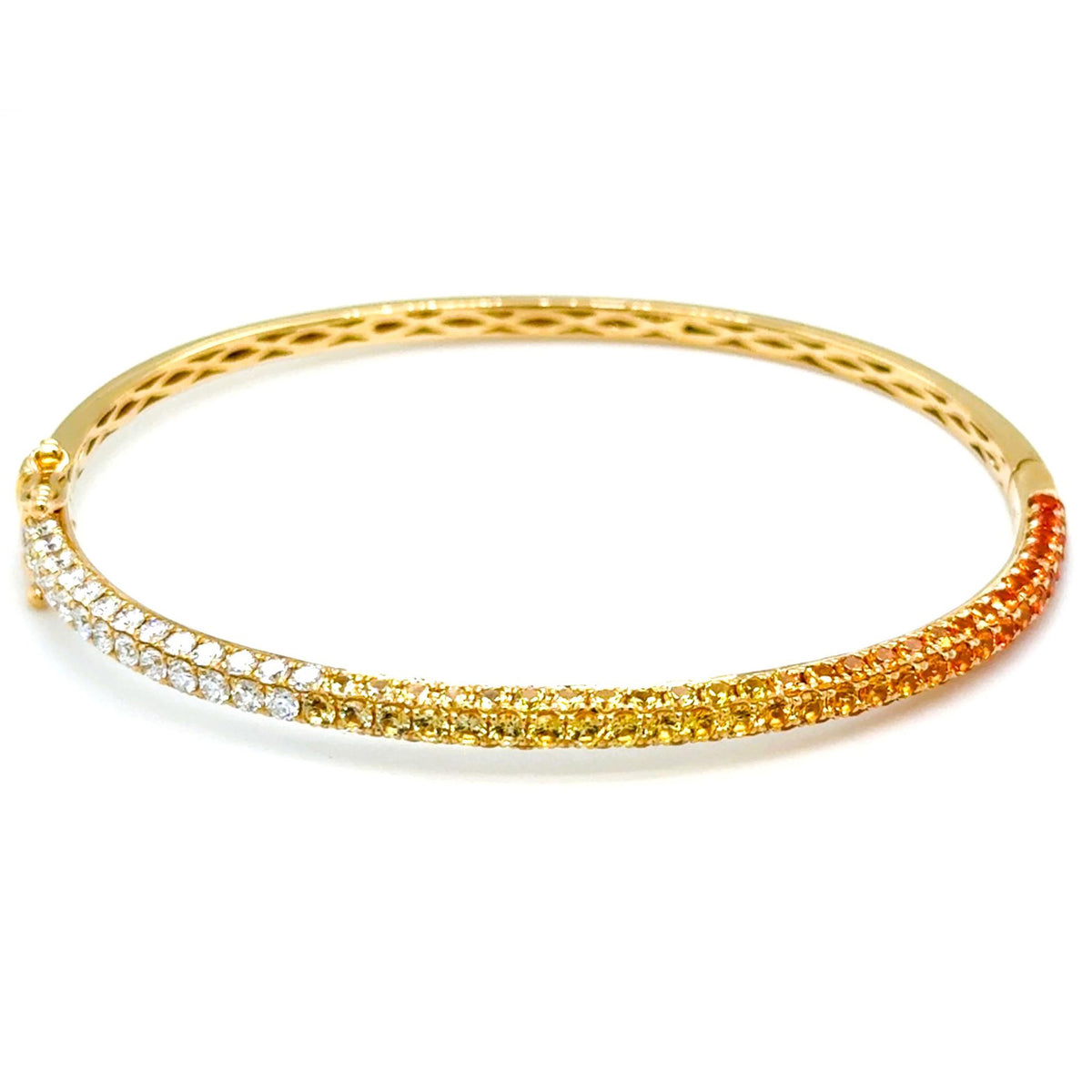 One 18KT Yellow Gold Ombre Hinged Bangle Bracelet