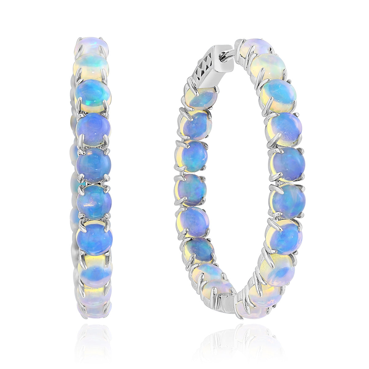 One Pair Of 14KT White Gold Inside Hoops