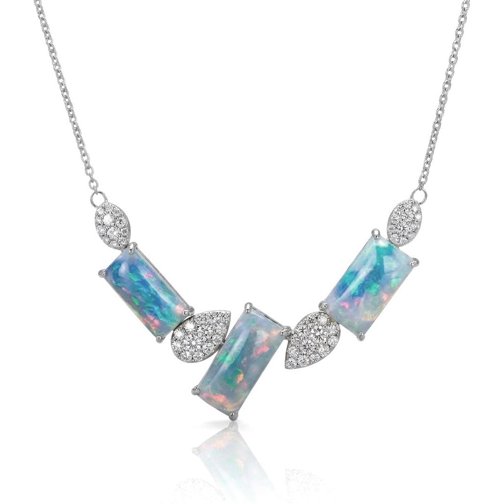 One 14KT White Gold Bib Necklace