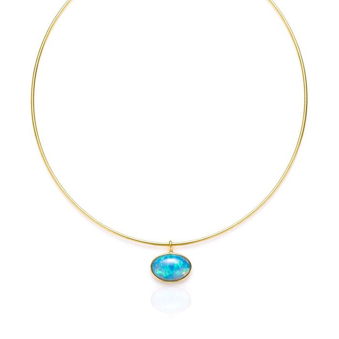One 14KT Yellow Gold Oval Cabachon Bezel Set Opal
