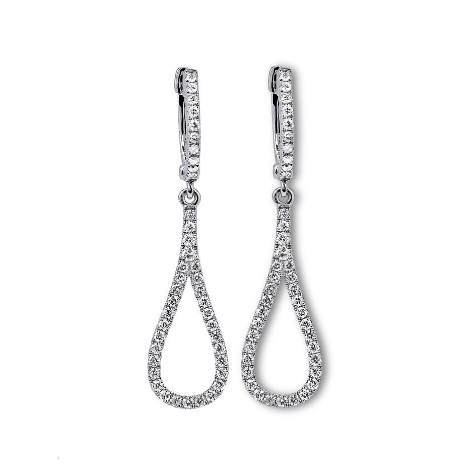 18Kt White Gold Diamond Open Drop Style Earrings