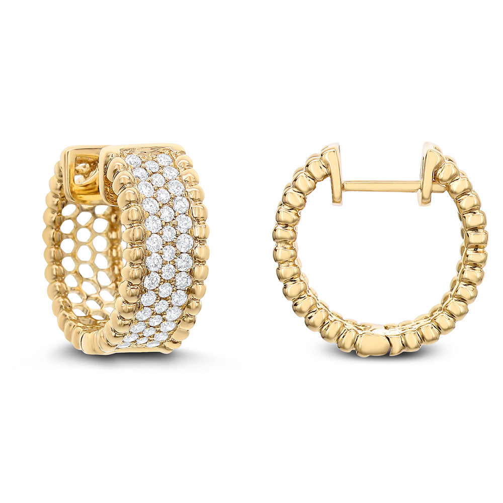 18K Yellow Gold Pave' Diamond Huggys