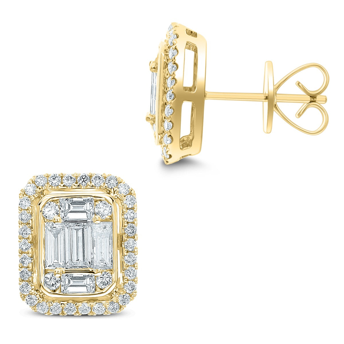 Pair Of 18Kt Yellow Gold Rectangular Earrings