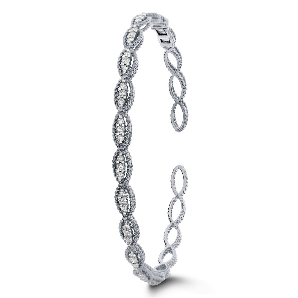18Kt White Gold Diamond Hinged Cuff Bracelet