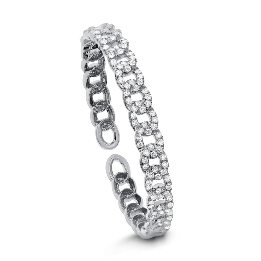18Kt White Gold Diamond Hinged Cuff Bracelet