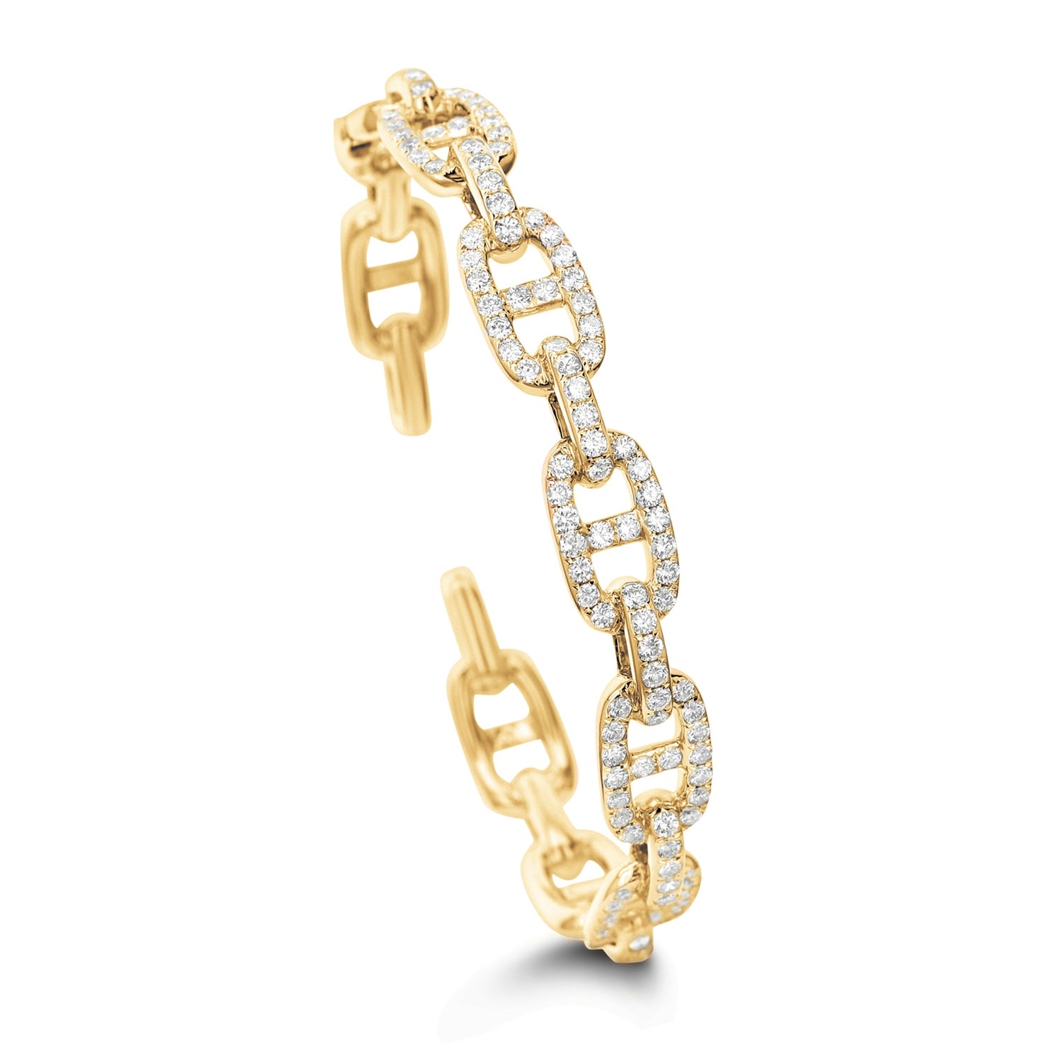 18Kt Yellow Gold Diamond Hinged Gucci Link Cuff Bracelet