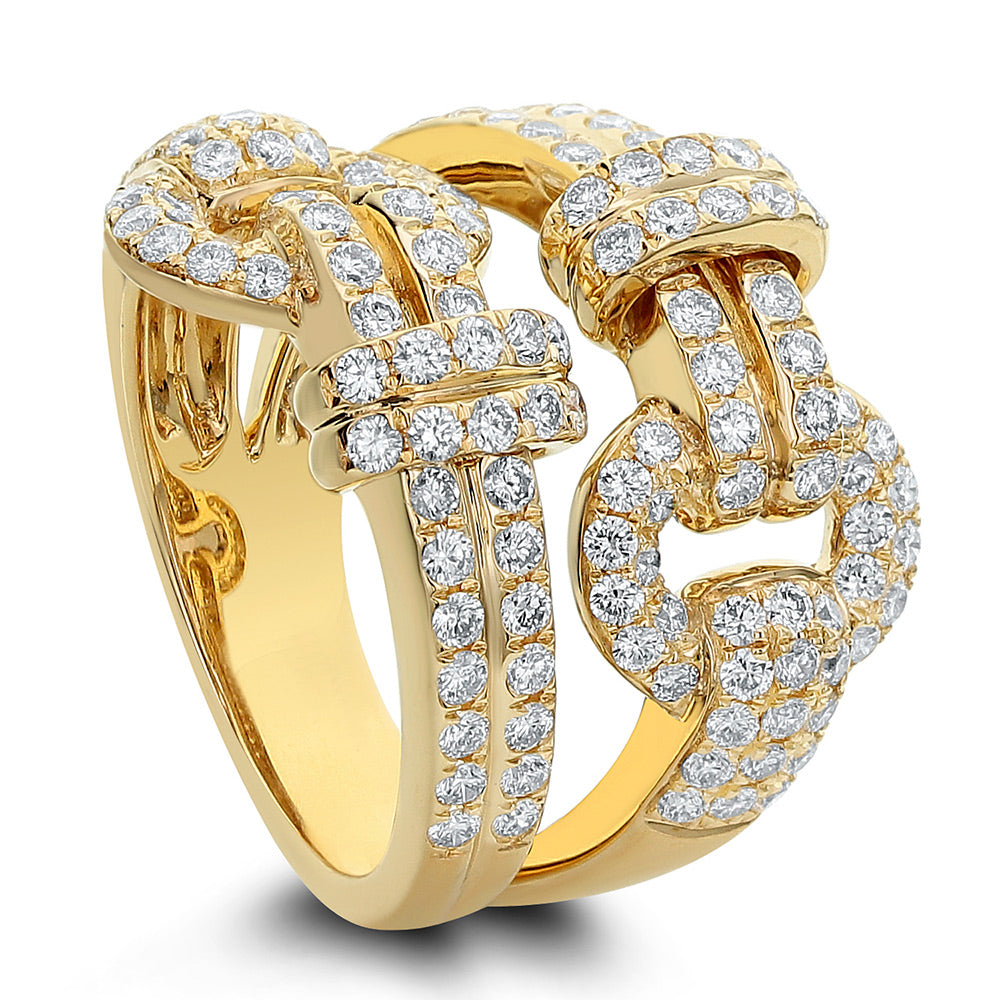 18Kt Yellow Gold Double Row Fashion Diamond Band