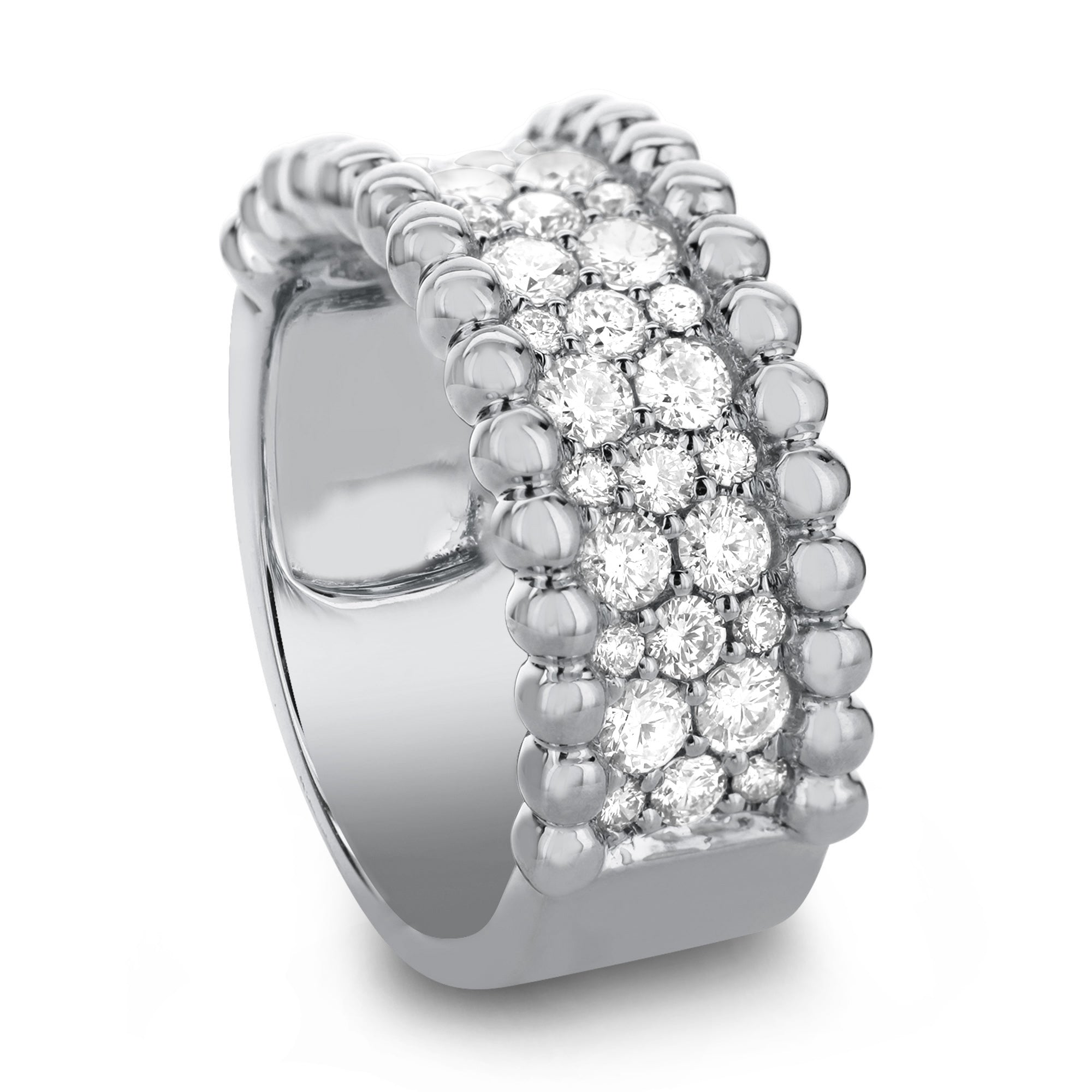 18Kt White Gold and Pave' Diamond Band