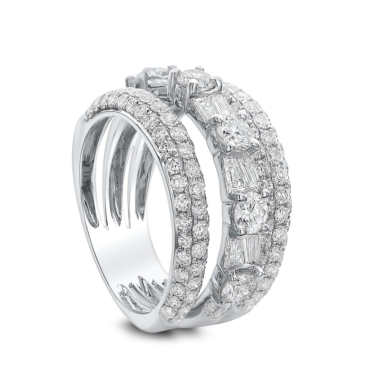 18Kt White Gold Triple Row Diamond Band