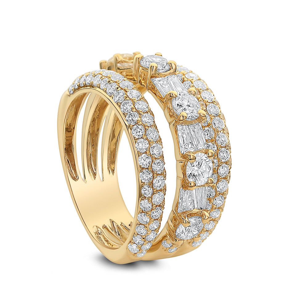 18Kt Yellow Gold Triple Row Diamond Band