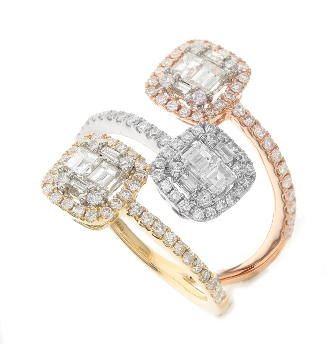 18Kt Tri-Color Diamond Ring