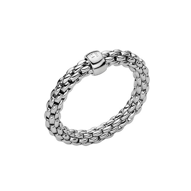 18Kt White Gold Fope Essentials Small Flexit Ring, Size Medium