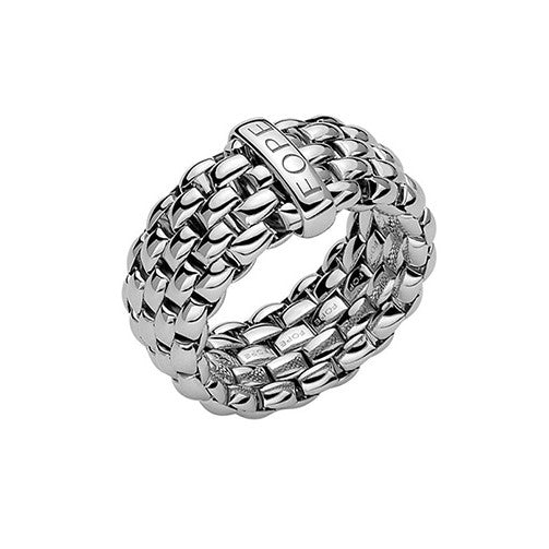 18Kt White Gold Fope Essentials Flexit Wide Band, Size Medium