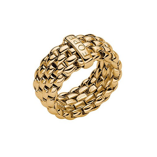 18Kt Yellow Gold Fope Essentials Wide Band, Size Medium