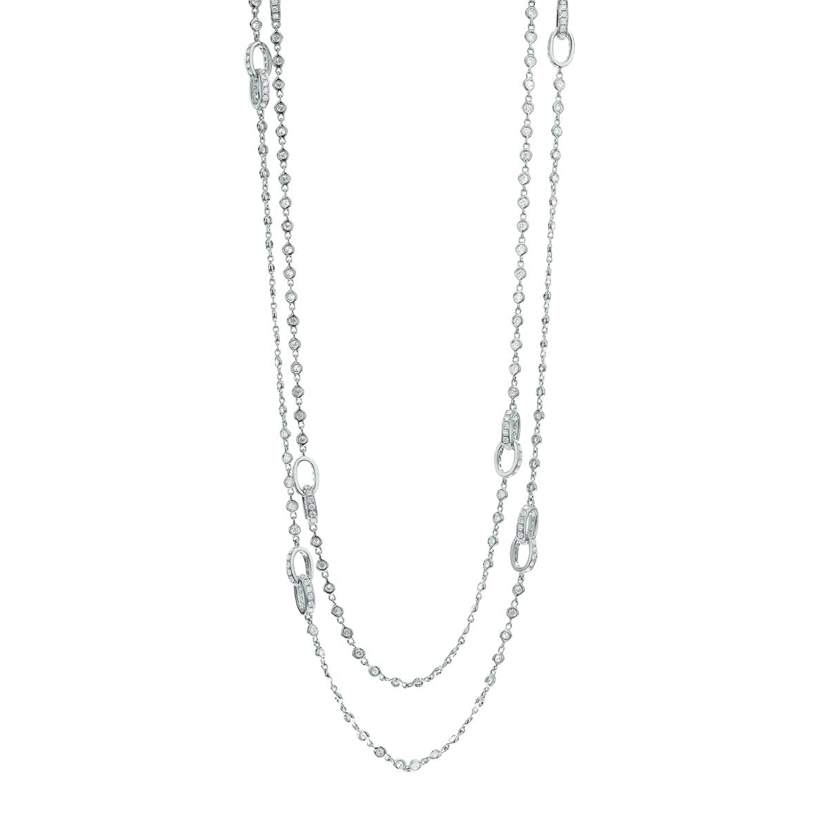 18Kt White Gold 48" Long Diamond Necklace