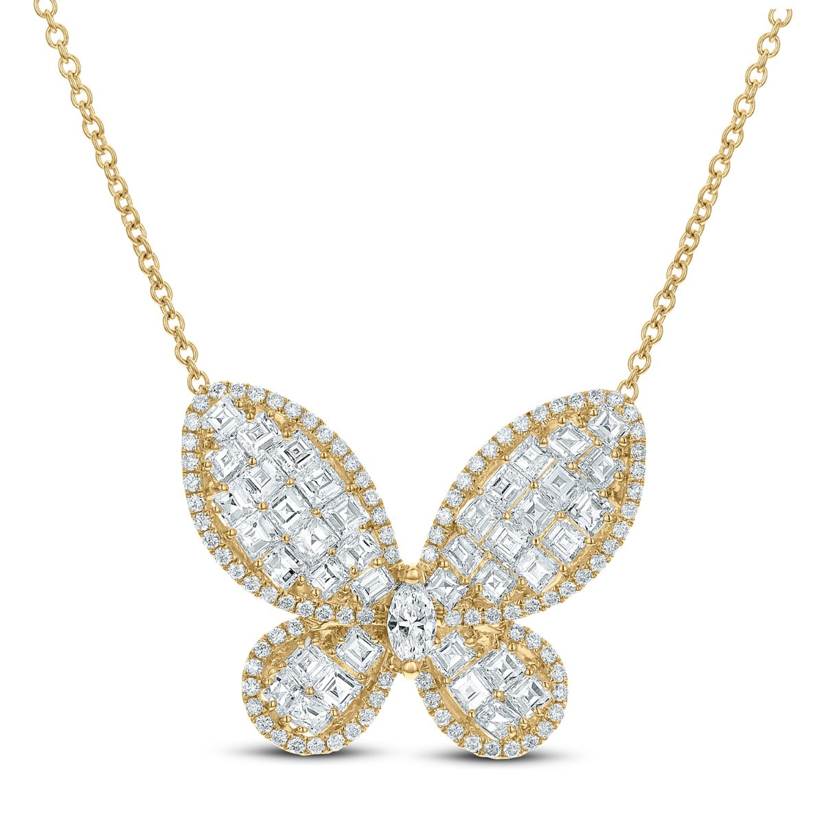18Kt Yellow Gold Diamond Butterfly Necklace