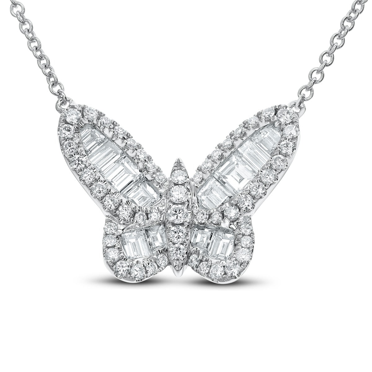 18Kt White Gold Diamond Butterfly Necklace