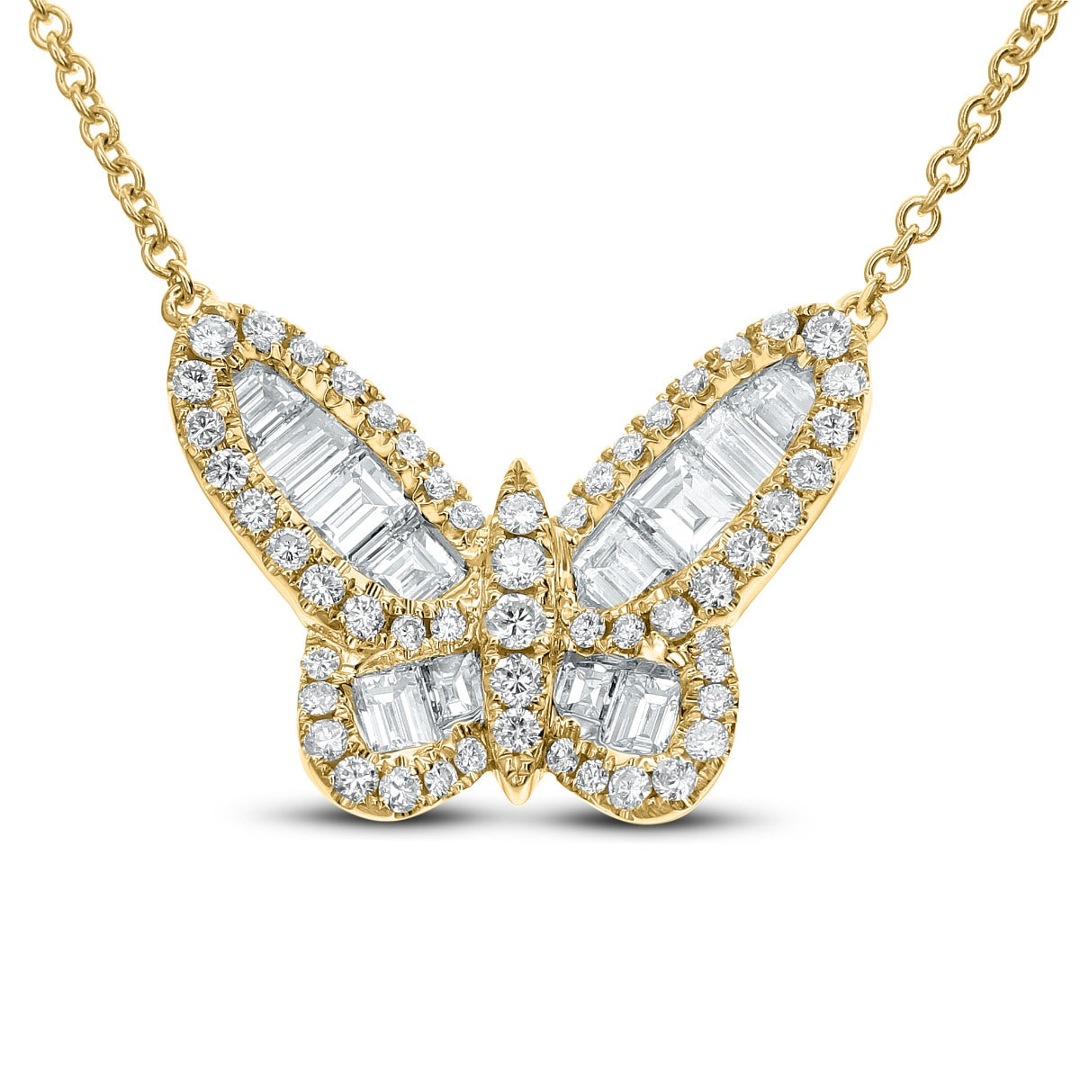 18Kt Yellow Gold Diamond Butterfly Necklace