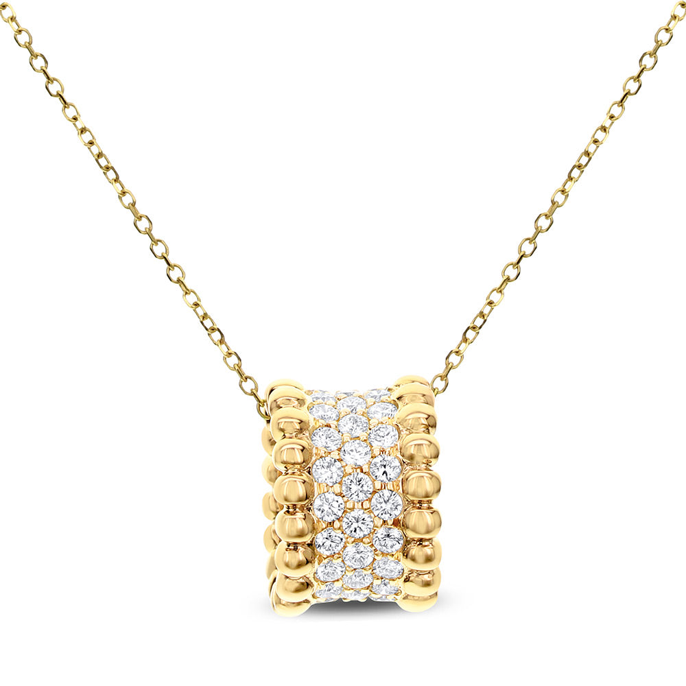 18Kt Yellow Gold Tubular Pave' Diamond Pendant