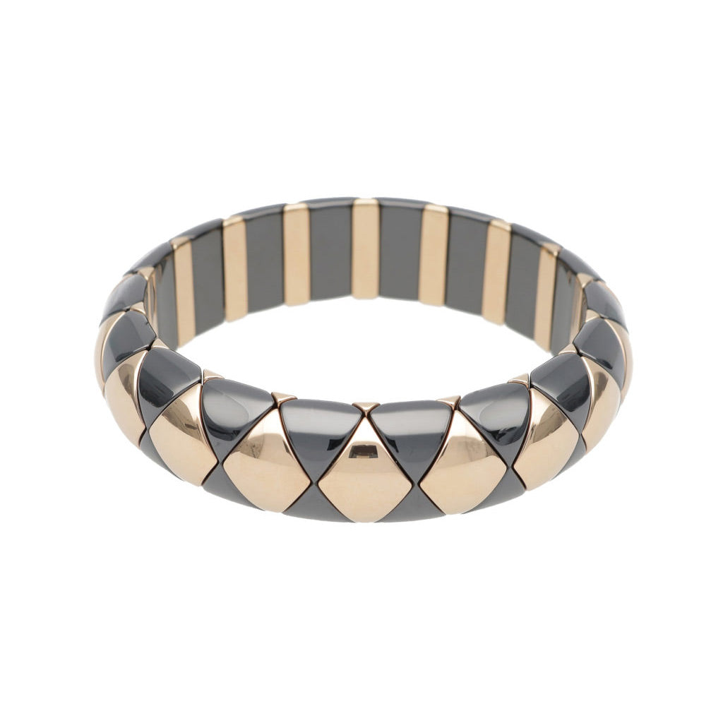 Aura Diva Black Ceramic And 18K Yellow Gold Overlay Expandable Bracelet