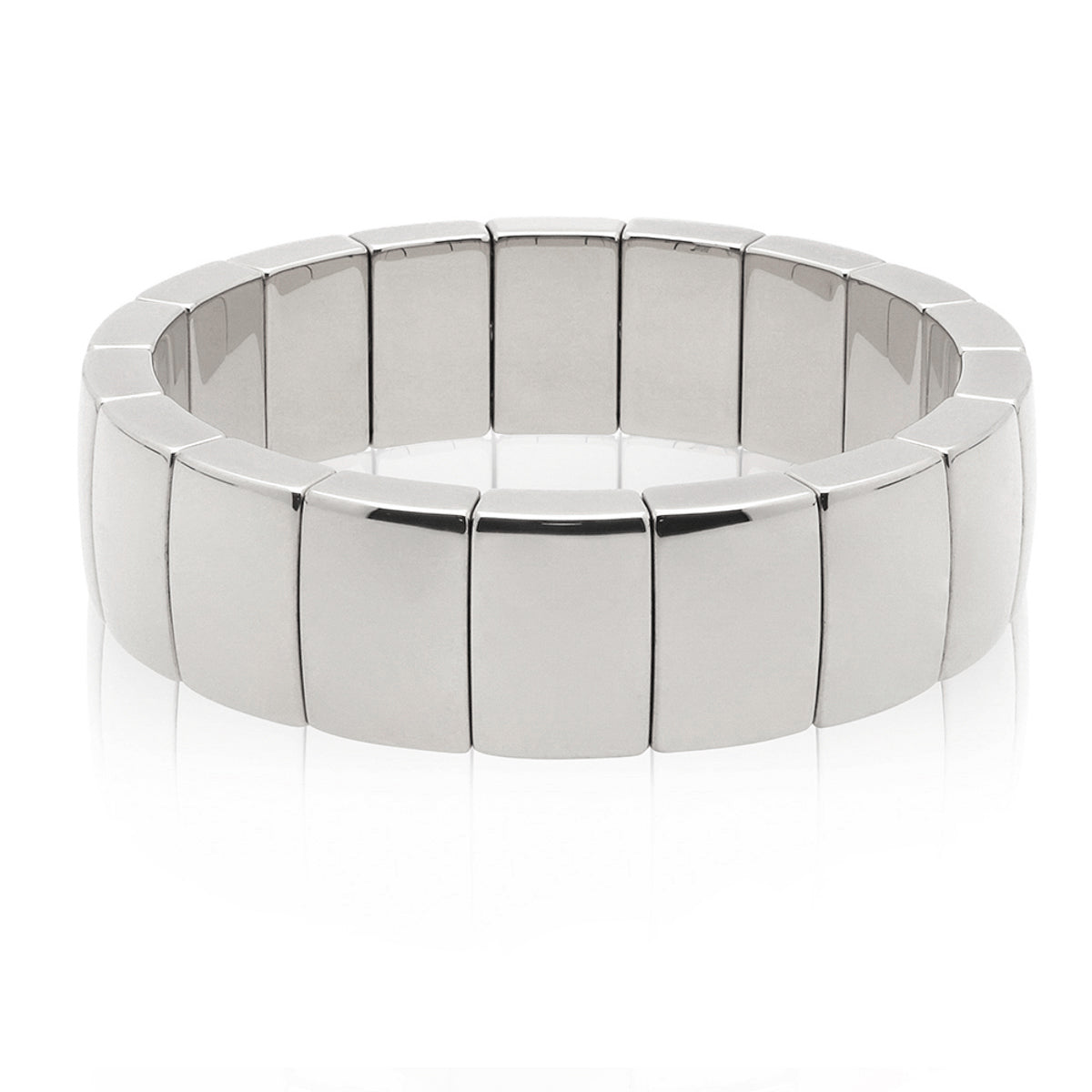 Aura Wide 18K White Gold Overlay Ceramic Expandable Bracelet
