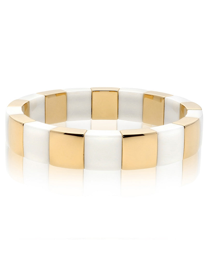 Aura White Ceramic Expandable Bracelet