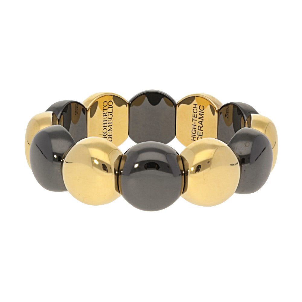 Aura Dama Black Ceramic and 18K Yellow Gold Overlay Expandable Bracelet