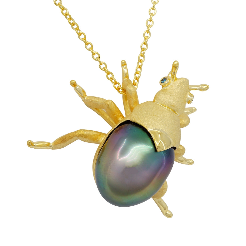 One 18Kt Yellow Gold Handmade Beetle Pendant