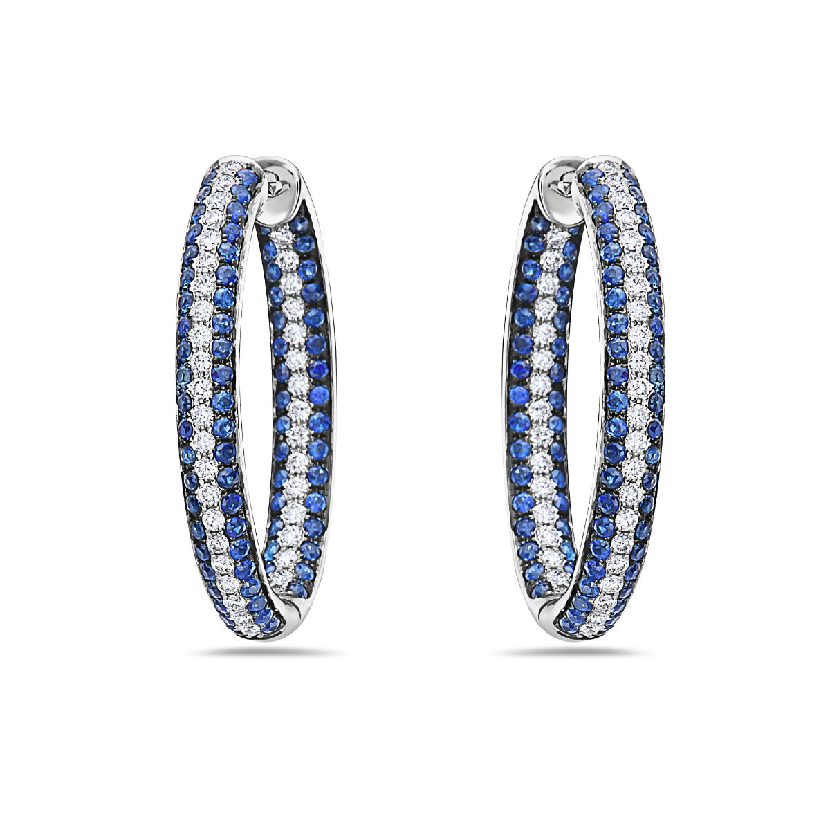 18Kt White Gold Oval Hoops