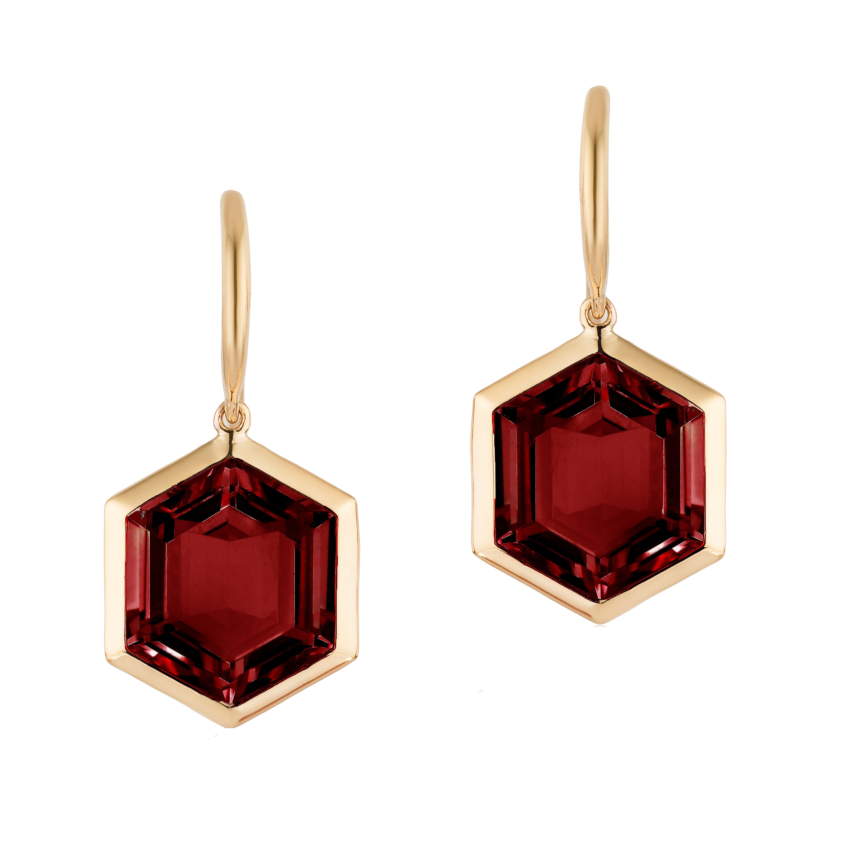 18K Yellow Gold Goshwara Garnet Gossip Dangle Earrings