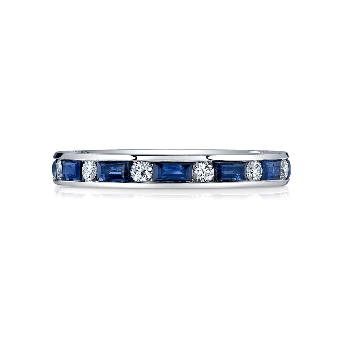 18k White Gold Sapphire and Diamond Eternity Band